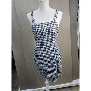 Sexy Shay Women's Houndstooth Bodycon Mini Dress Black White Size Large